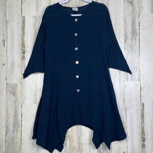 Oh My Gauze! Navy Button-Down Tunic, M